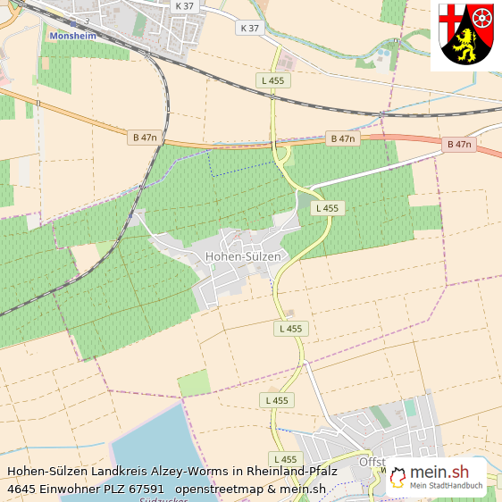 Hohen-Sülzen Landkreis Alzey-Worms Lageplan © Openstreetmap Contributors Hohen-Sülzen Dorf Lageplan